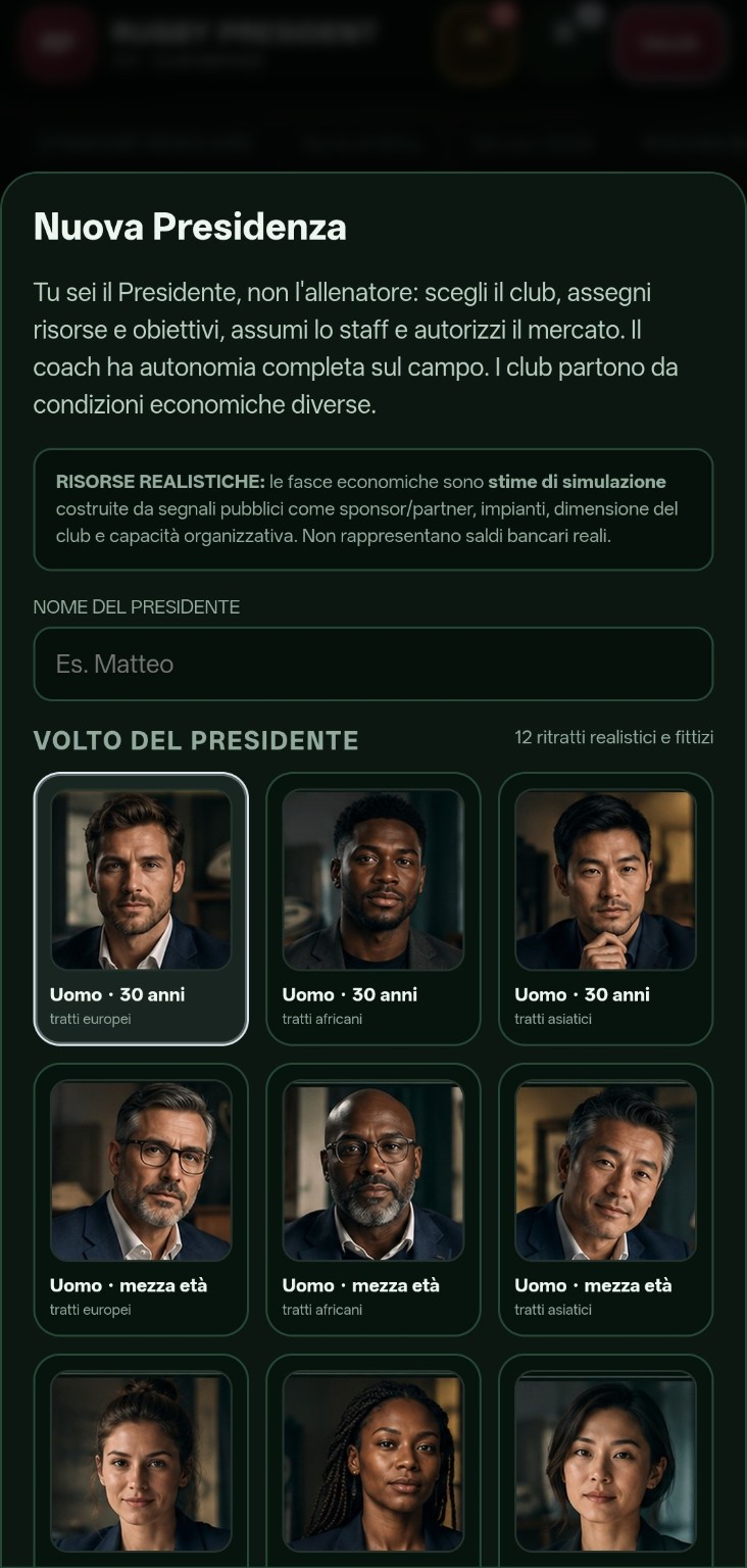 Creazione della Presidenza in Rugby President