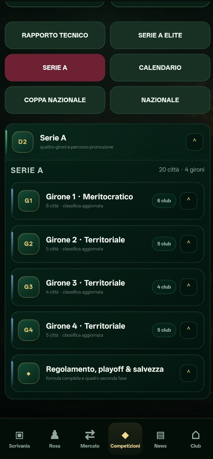 Gironi della Serie A in Rugby President